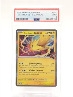 TEAM ROCKET'S ZAPDOS 2025 POKEMON DESTINED RIVALS RARE 070/182 PSA 9 Q0004 - Image 1