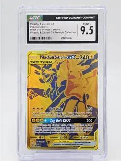 PIKACHU & ZEKROM GX 2021 POKEMON BLACK STAR PROMO PREMIUM CGC 9.5 Q0004 - Image 1