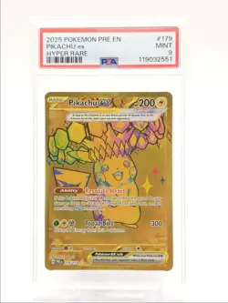 PIKACHU EX 2025 POKEMON PRISMATIC EVOLUTIONS HYPER RARE 179/131 PSA 9 Q0004 - Image 1