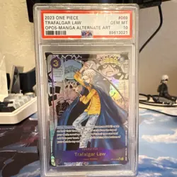 Bandai One Piece Trafalgar Law Alternate Art Foil OP05-069 PSA 10 2023 - Image 1