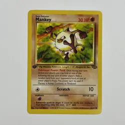 Mankey 55/64 Jungle 1st Edition Common Pokemon Card LP - Image 1