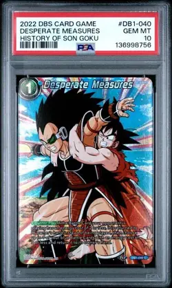 2022 DBS CARD GAME HISTORY OF SON GOKU #DB1-040 DESPERATE MEASURES PSA 10 - Image 4