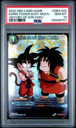 2022 DBS CARD GAME HISTORY OF SON GOKU #DB3-022 KORIN TOWER SECRET MDCN PSA 10 - Image 4