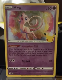 Mew HP60 2021 Pokemon *Celebrations* Collectible Holo Rare Card No. 011/025 - Image 1