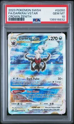 2023 POKEMON SWORD & SHIELD CROWN ZENITH #GG50 FULL ART/DARKRAI VSTAR PSA 10 - Image 1