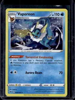 2020 Pokemon SWSH Vivid Voltage Vaporeon Promos Holo #030/185 - Image 1