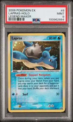 2006 POKEMON EX LEGEND MAKER LAPRAS #8 HOLO FOIL PSA 9 MINT #100962664 - Image 1