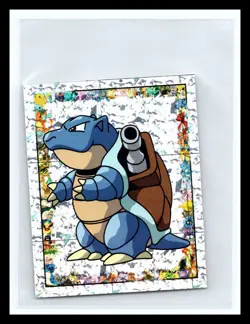 💥 Blastoise Merlin Pokemon 1999 Vintage Album Sticker Silver Prism Holo # S4 - Image 1