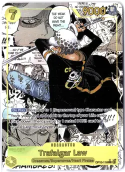 ULTRA RARE MANGA ALT ART LOW POP CUSTOM ONE PIECE!!! Trafalgar Law HOLOFOIL - Image 1