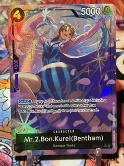 MR 2 BON KUREI (BENTHAM) - One Piece OP14-091 - AA Alt Art Super Rare SR - Azure - Image 1