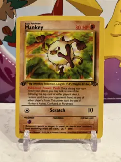 Mankey 55/64 Jungle 1st Edition Common Pokemon Card WOTC Vintage - Image 1