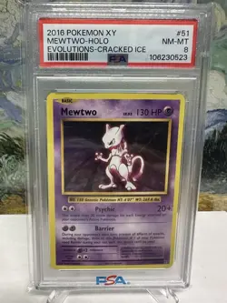 2016 Pokemon XY Evolutions MEWTWO Cracked Ice Holo 51/108 PSA 8 - Image 1