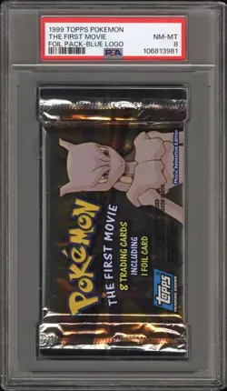 PSA 8 - TOPPS The First Movie Blue Logo (Mewtwo) Foil Pack - Pokemon - Image 1