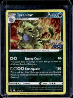 2022 Pokemon SWSH Pokemon GO Tyranitar #043/078 - Image 1