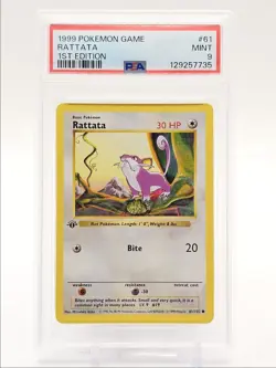RATTATA 1999 POKEMON GAME BASE 1ST EDITION COMMON 61/102 PSA 9 Q0004 - Image 1