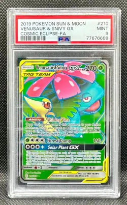 Pokemon Graded Card PSA 9 - Venusaur & Snivy GX 210/236 Tag Team English EN - Su - Image 1