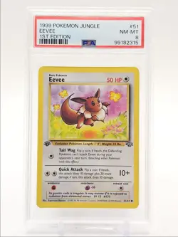 EEVEE 1999 POKEMON JUNGLE 1ST EDITION COMMON A 51/64 PSA 8 Q0004 - Image 1