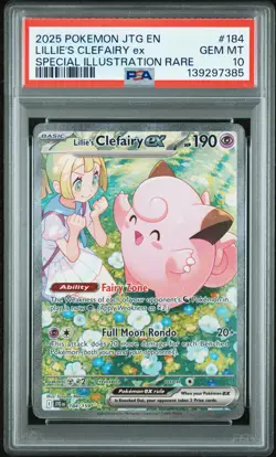 Pokemon EN-Journey Together Lillie's Clefairy EX Illustration Rare PSA 10 #184 - Image 1