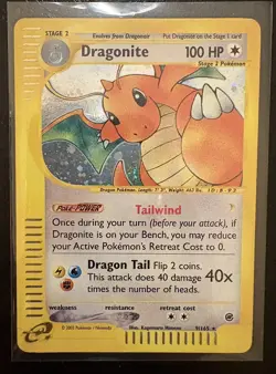 2002 POKEMON EXPEDITION BASE SET 009/165 DRAGONITE HOLO RARE 100HP MP/HP - Image 1