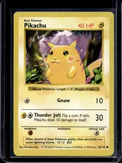 1999 Pokemon Shadowless Pikachu Red Cheeks #58/102 - Image 1