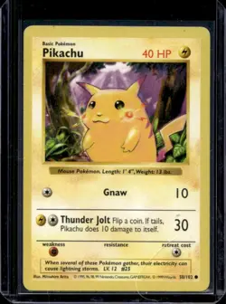 1999 Pokemon Shadowless Pikachu Red Cheeks #58/102 - Image 1