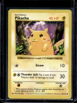 1999 Pokemon Shadowless Pikachu Red Cheeks #58/102 - Image 1