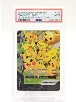PIKACHU V-UNION 2021 POKEMON CELEBRATIONS COLL BS PROMO #SWSH141 PSA 9 Q0004 - Image 1