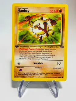 MANKEY 1999 Pokemon Jungle Set 1st EDITION Common POKEMON 55/64 - Image 1