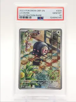 LECHONK 2023 POKEMON OBSIDIAN FLAMES ILLUSTRATION RARE 209/197 PSA 10 Q0004 - Image 1