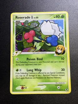 Pokemon - ROSERADE GL - 12/111 - HOLO - HOLOBLEED ERROR- RISING RIVALS- NM SWIRL - Image 1