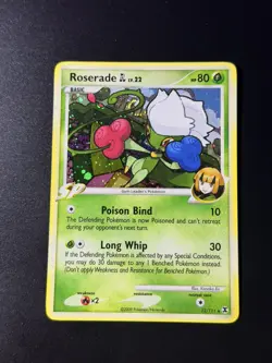 Pokemon - ROSERADE GL - 12/111 - HOLO - HOLOBLEED ERROR- RISING RIVALS- NM SWIRL - Image 2