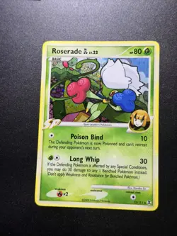 Pokemon - ROSERADE GL - 12/111 - HOLO - HOLOBLEED ERROR- RISING RIVALS- NM SWIRL - Image 3
