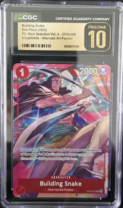 2025 One Piece CCG Building Snake Alternate Art OP09-008 CGC 10 PRISTINE PT - Image 1