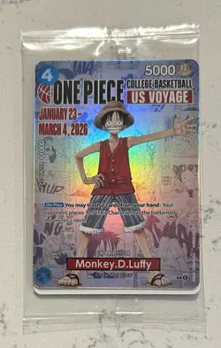 One Piece Monkey.D.Luffy [College Basketball US Voyage] P-055 Promo Card SEALED - Image 1