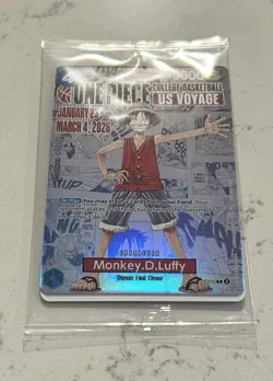 One Piece Monkey.D.Luffy [College Basketball US Voyage] P-055 Promo Card SEALED - Image 2