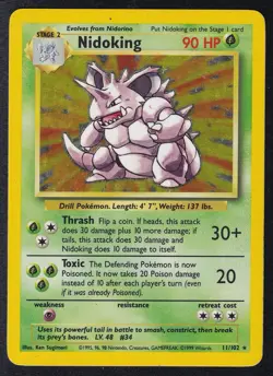Pokemon TCG Nidoking Holo Rare Card Base Set 11/102 - Image 1