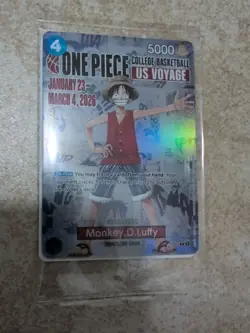 One Piece LUFFY US Voyage College Basketball Promo Card SEALED - Image 1