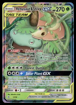 Pokemon Cards Venusaur & Snivy GX 1/236 Cosmic Eclipse Holo Rare GX NM - Image 1