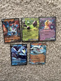 Pokemon Holo V Ex Card Lot - Lucario, Kyurem, Reshiram, Mimikyu, Arboliva - Image 1