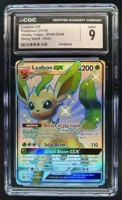 2019 Pokemon SM Hidden Fates Leafeon GX Shiny Vault Rare #SV46/SV94 CGC 9 - Image 1