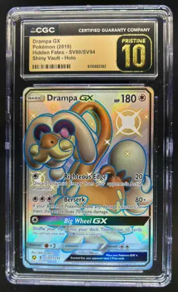 2019 Pokemon Hidden Fates Drampa GX Shiny Vault Rare #SV80/SV94 CGC 10 Pristine - Image 1