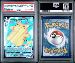 2021 Pokemon Celebrations SURFING PIKACHU VMAX #9 Full Art -PSA 10, Gem Mint - Image 3