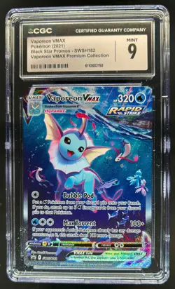 2019-2023 Pokemon SWSH Black Star Promos Vaporeon VMAX #SWSH182 CGC 9 - Image 1