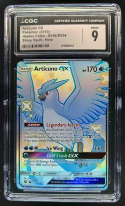 2019 Pokemon SM Hidden Fates Articuno GX Shiny Vault Rare #SV54/SV94 CGC 9 - Image 1