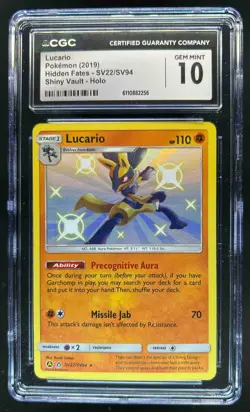 2019 Pokemon SM Hidden Fates Lucario Shiny Vault Rare #SV22/SV94 CGC 10 - Image 1