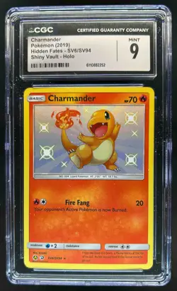 2019 Pokemon SM Hidden Fates Charmander Shiny Vault Rare #SV6/SV94 CGC 9 - Image 1