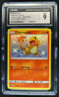 2019 Pokemon SM Hidden Fates Charmander Shiny Vault Rare #SV6/SV94 CGC 9 - Image 1
