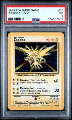 ZAPDOS 1999 Pokemon Base Holo #16 - PSA 7 -502 - Image 1