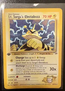 Vintage Pokemon Gym Heroes Lt. Surge's Electabuzz. 1st Ed 6/132 Holo Rare HP - Image 1