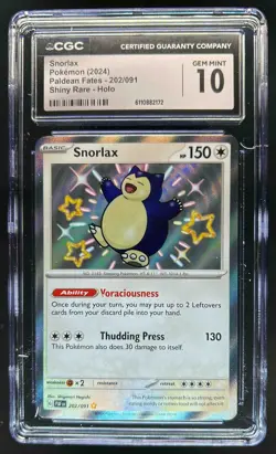2024 Pokemon Paldean Fates Snorlax #202/091 CGC 10 - Image 1